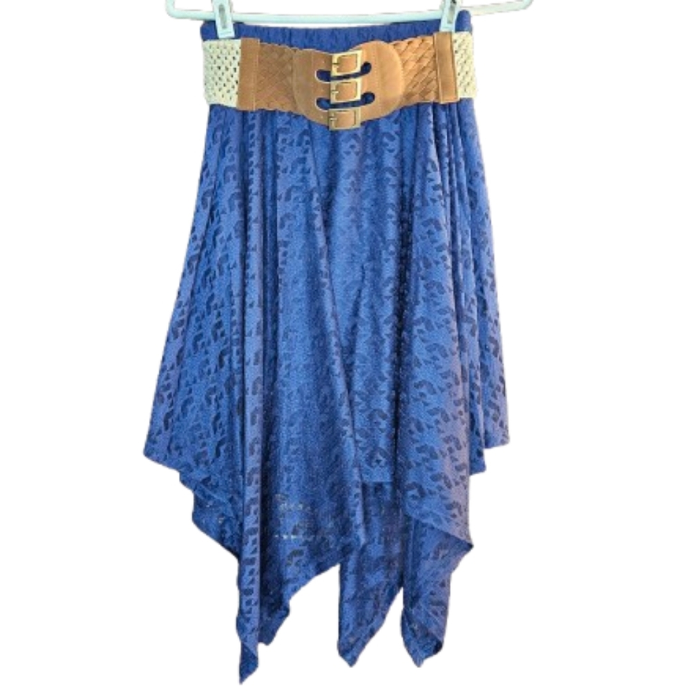 Navy Blue Skirt with Belt, Small (3/5) - Picture 2 of 11
